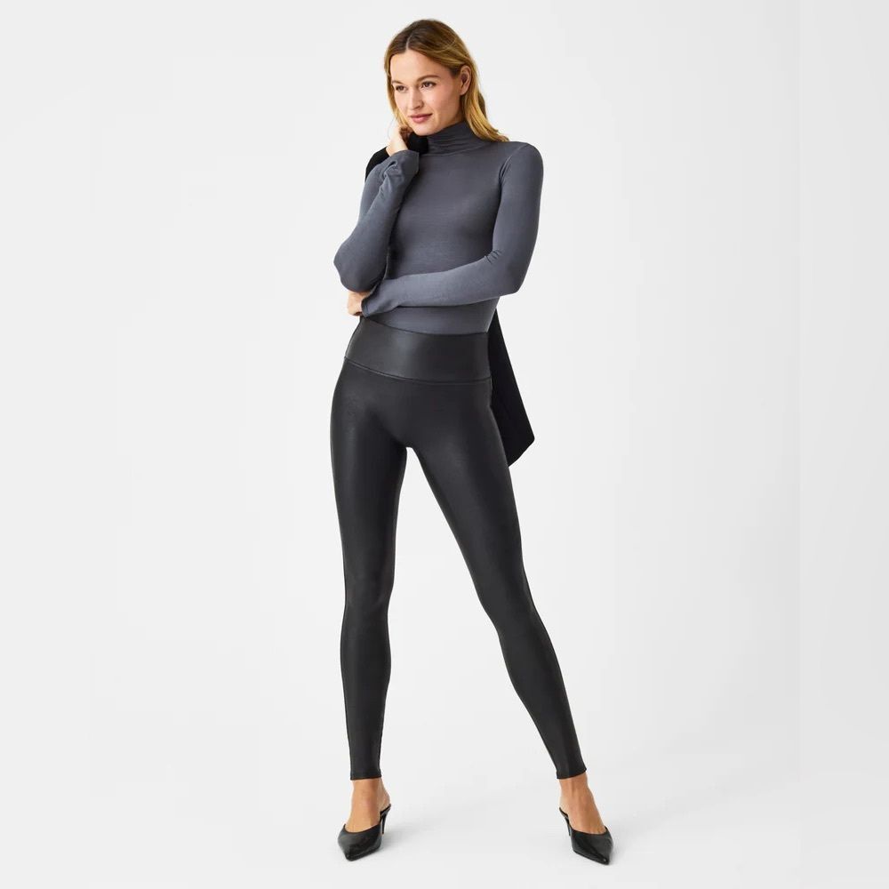 SPANX Faux Leather Leggings in Black S NWOT